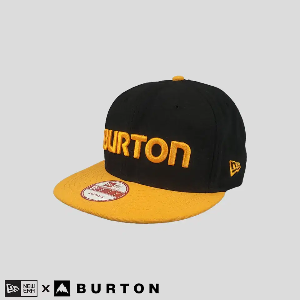 뉴에라 X BURTON 버튼 블랙 옐로우 투톤 로고 9FIFTY 스냅백